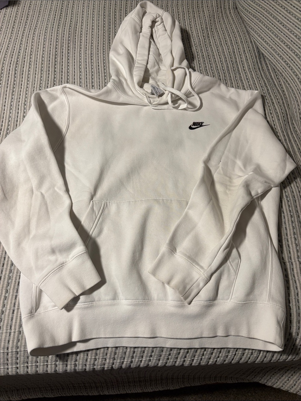 Nike club fleece White men’s Pullover Hoodie Sweatshirt with Black/brown Swoosh